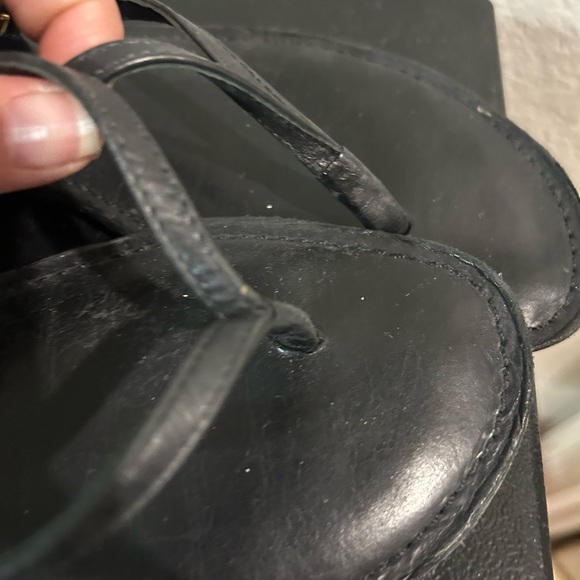 Tory Burch Black Sandals with Gold Accents - Picture 2 of 5